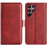 Per Samsung Galaxy S23 Ultra 5G Custodia per telefono in pelle con fibbia magnetica a doppio lato (rosso)