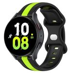 Per Samsung Galaxy Watch5 44mm 20mm Cinturino in silicone bicolore con fibbia a farfalla (nero + verde)