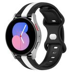 Per Samsung Galaxy Watch5 40mm 20mm Cinturino in silicone bicolore con fibbia a farfalla (nero + bianco)