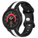 Per Samsung Galaxy Watch5 Pro 45mm 20mm Cinturino in silicone bicolore con fibbia a farfalla (nero + bianco)