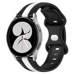 Per Samsung Galaxy Watch4 40mm 20mm Cinturino in silicone bicolore con fibbia a farfalla (nero + bianco)