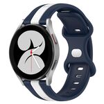 Per Samsung Galaxy Watch4 40mm 20mm Cinturino in silicone bicolore con fibbia a farfalla (bianco + blu)