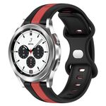 Per Samsung Galaxy Watch 4 Classic 42mm 20mm Cinturino in silicone bicolore con fibbia a farfalla (nero + rosso)