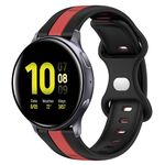 Per Samsung Galaxy Watch Active 2 44mm 20mm Cinturino in silicone bicolore con fibbia a farfalla (nero + rosso)