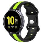 Per Samsung Galaxy Watch Active 2 44mm 20mm Cinturino in silicone bicolore con fibbia a farfalla (nero + verde)