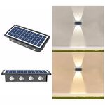 Lampada da parete solare 8LED Faretti a doppia testa impermeabili su e giù per esterni (luce bianca + calda)