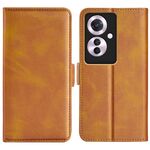 Per OPPO Reno11 F 5G Custodia per telefono in pelle con chiusura orizzontale con fibbia magnetica dual-side (gialla)