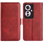 Per OPPO Reno11 F 5G Custodia per telefono in pelle con chiusura orizzontale con fibbia magnetica bifacciale (Rosso)