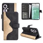 Per OPPO Reno11 F 5G Custodia per telefono in pelle con chiusura orizzontale con cuciture (Nero)