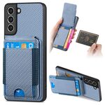 Per Samsung Galaxy S23 FE 5G Custodia per telefono con supporto a portafoglio verticale in fibra di carbonio (blu)