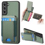 Custodia per telefono con supporto a portafoglio verticale in fibra di carbonio per Samsung Galaxy S23 FE 5G (verde)