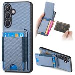Per Samsung Galaxy S23 5G Custodia per telefono con supporto a portafoglio verticale in fibra di carbonio (blu)