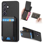 Custodia per telefono con supporto a portafoglio verticale in fibra di carbonio per Samsung Galaxy S23 5G (nera)