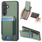 Custodia per telefono con supporto a portafoglio verticale in fibra di carbonio per Samsung Galaxy S23 5G (verde)