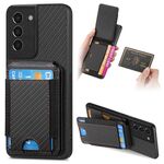 Custodia per telefono con supporto a portafoglio verticale in fibra di carbonio per Samsung Galaxy S22+ 5G (nera)