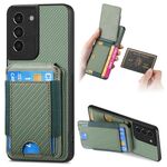 Custodia per telefono con supporto a portafoglio verticale in fibra di carbonio per Samsung Galaxy S22+ 5G (verde)