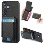 Custodia per telefono con supporto a portafoglio verticale in fibra di carbonio per Samsung Galaxy S22 5G (nera)