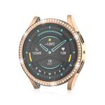 Per Samsung Galaxy Watch 7 Custodia protettiva per orologio PC con diamante cavo singolo da 40 mm (oro rosa)