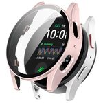 Per Samsung Galaxy Watch 7 44mm PC + Custodia protettiva per orologio impermeabile integrata smerigliata con placca (oro rosa)