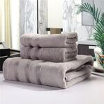 3 pezzi/set set di asciugamani morbidi e peluche, asciugamano da bagno in cotone e fibra di bambù, per il bagno (grigio)