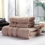 Set di 3 asciugamani morbidi e peluche, in fibra di bambù, cotone, asciugamano da bagno, per il bagno (cammello)