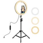 PULUZ 11,8 pollici 30 cm luce + 1,1 m supporto per treppiede superficie curva tipo C 3 modalità dimmerabile doppia temperatura colore LED anello vlogging luce video kit di trasmissione dal vivo con morsetto per telefono (nero)