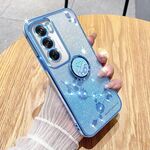 Per OPPO Reno12 Global Gradient Glitter Immortal Flower Ring Custodia per telefono all-inclusive (blu)