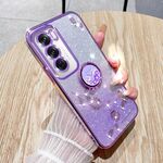 Per OPPO Reno12 Global Gradient Glitter Immortal Flower Ring Custodia per telefono all-inclusive (viola)