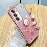 Per OPPO Reno12 Global Gradient Glitter Immortal Flower Ring Custodia per telefono all-inclusive (rosa)