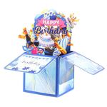 Biglietto d'auguri colorato 3D tridimensionale intagliato a mano in carta cava (blu)