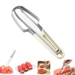3 in 1 utensili per anguria in acciaio inox taglia ghiaccioli per anguria affettatrice per frutta pelapatate coltello forchetta (beige)