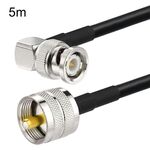 Cavo coassiale maschio BNC da 5 m ad angolo retto a UHF PL259 maschio RG58