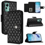 Per Ulefone Note 14 Custodia per cellulare in pelle con texture rombica con cordino (nero)