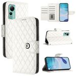 Per Ulefone Note 14 Custodia per cellulare in pelle con texture rombica con cordino (bianca)