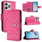 Custodia per cellulare in pelle con texture ultra rombica per Ulefone Note 18 con cordino (rosa rosso)