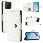 Per Asus ROG Phone 8 Custodia in pelle con texture rombica e cordino (bianco)