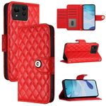 Custodia per cellulare in pelle con texture ultra rombica per Asus Zenfone 11 con cordino (rosso)