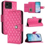 Custodia per telefono in pelle con texture ultra rombica per Asus Zenfone 11 con cordino (rosa rosso)