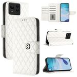 Custodia per cellulare in pelle con texture ultra rombica per Asus Zenfone 11 con cordino (bianco)