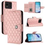Custodia per cellulare in pelle con texture ultra rombica per Asus Zenfone 11 con cordino (rosa corallo)