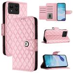 Custodia per cellulare in pelle con texture ultra rombica per Asus Zenfone 11 con cordino (rosa)