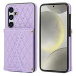 Per Samsung Galaxy S24 5G Custodia per cellulare con texture rombica e cordino lungo (viola)