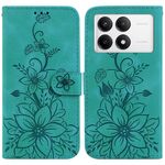 Custodia per telefono in pelle goffrata Giglio per Xiaomi Redmi K70 / K70 Pro (verde)
