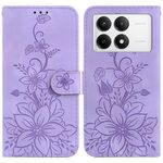 Custodia per telefono in pelle goffrata Giglio per Xiaomi Redmi K70 / K70 Pro (viola)