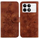 Custodia per telefono in pelle goffrata Giglio per Xiaomi Redmi K70 / K70 Pro (marrone)