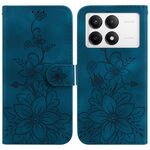 Per Xiaomi Redmi K70 / K70 Pro Custodia in pelle goffrata Lily (blu scuro)
