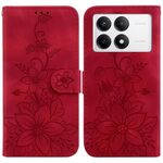 Custodia per telefono in pelle goffrata Giglio per Xiaomi Redmi K70 / K70 Pro (rossa)