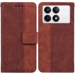 Custodia per telefono in pelle con goffratura geometrica Xiaomi Redmi K70 Pro / K70 (marrone)