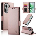Per OPPO Reno11 5G Custodia per telefono in pelle smerigliata magnetica con fibbia laterale globale (oro rosa)