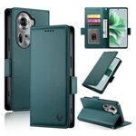 Per OPPO Reno11 5G Custodia per telefono in pelle smerigliata magnetica con fibbia laterale globale (verde scuro)